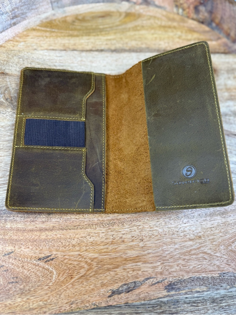 Sovereign Distressed Leather Passport Holder Travel Wallet Organizer Brown